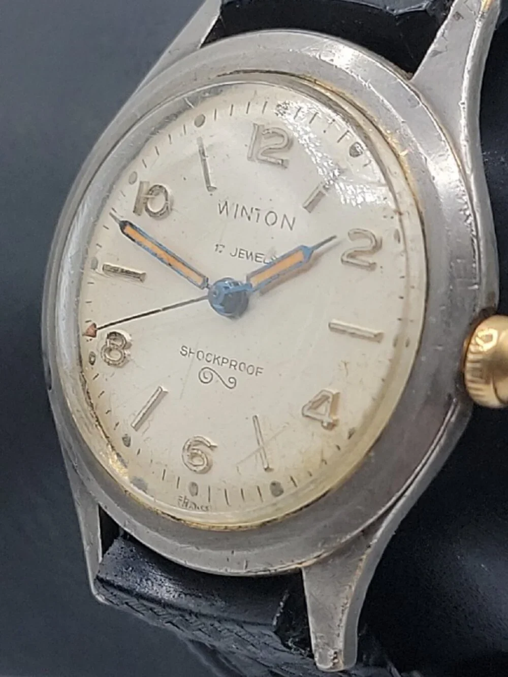 Vtg 1950s Winton Military Watch 17J Manual RUNS Swiss Tropic MOD DEP Strap 18mm